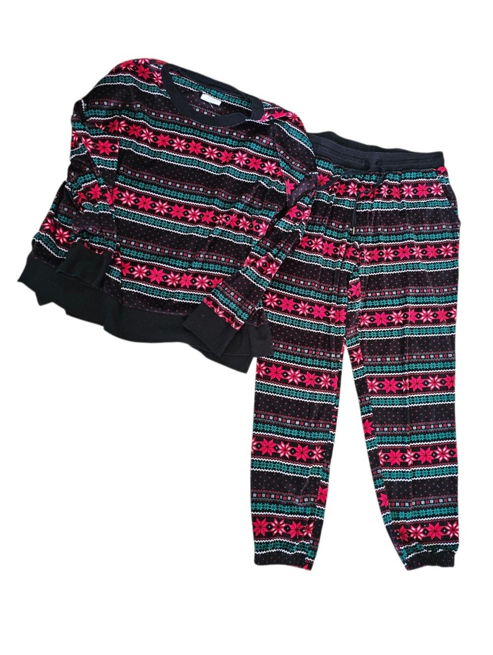 Women's Secret Treasures Fair Isle Fleece Pajama Set Size Large